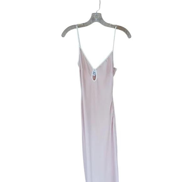 Princess Polly Pink V Neck Maxi Slip Dress Size 2 - Picture 1 of 9